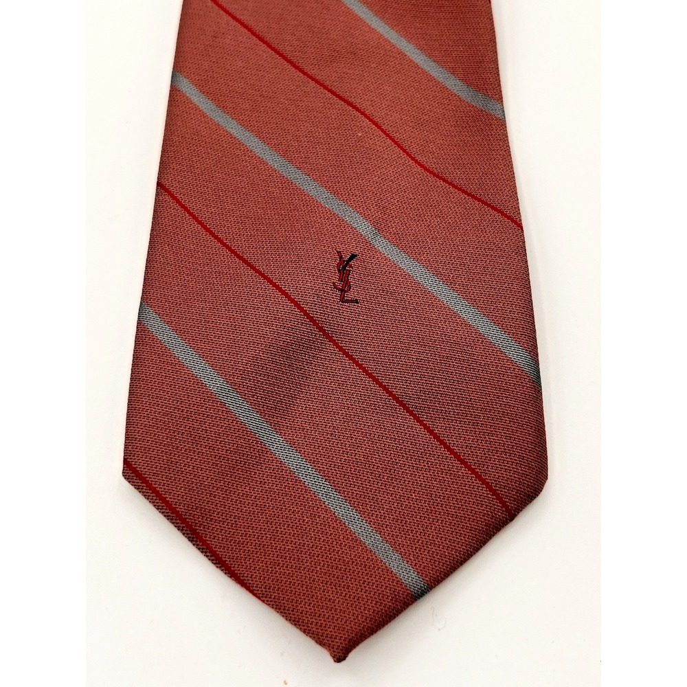 Vintage Yves Saint Laurent Tie Mauve/Pink Diagonal Stripe YSL Neckwear Designer